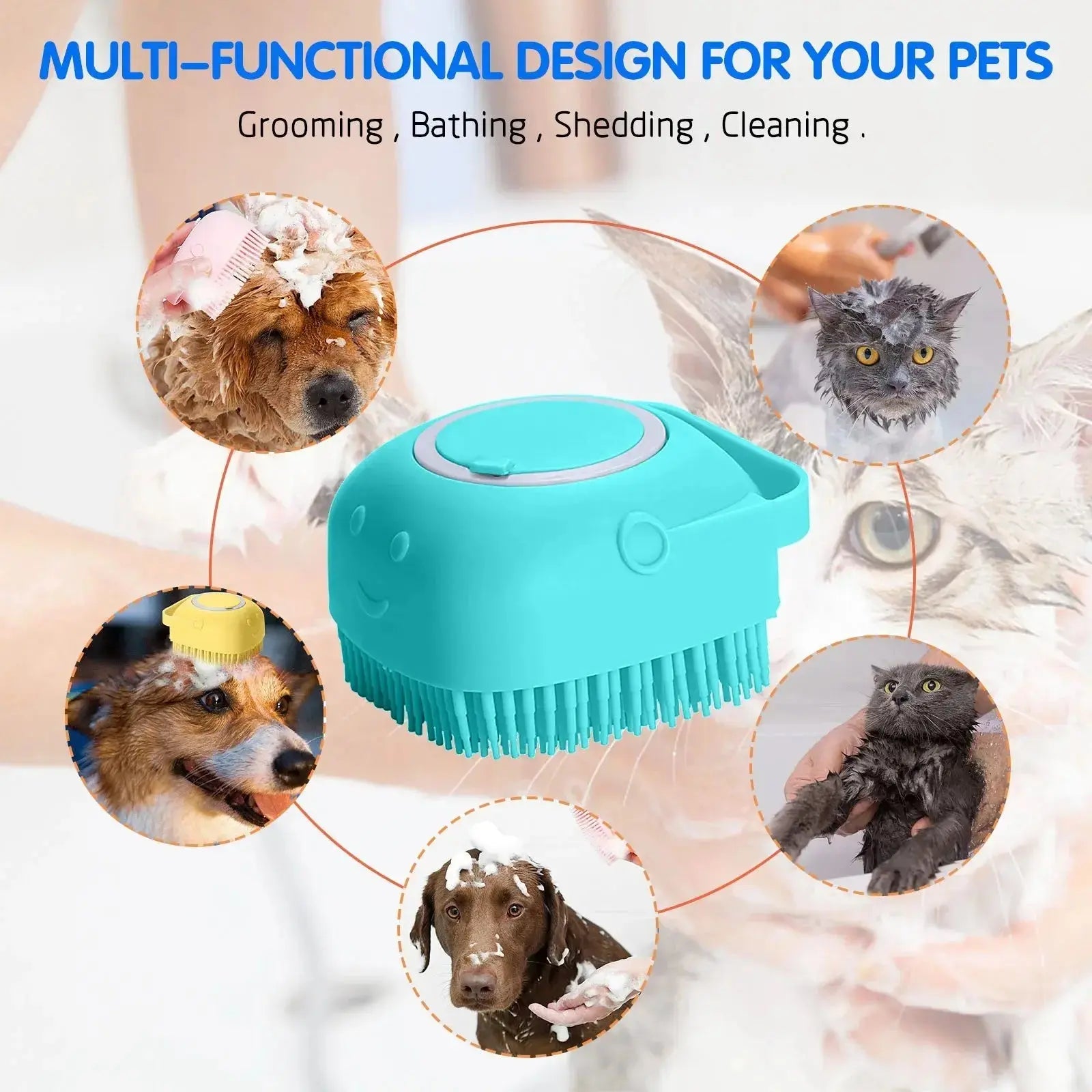 Dog Bath Brush – Silicone Shampoo Brush for Grooming STTM