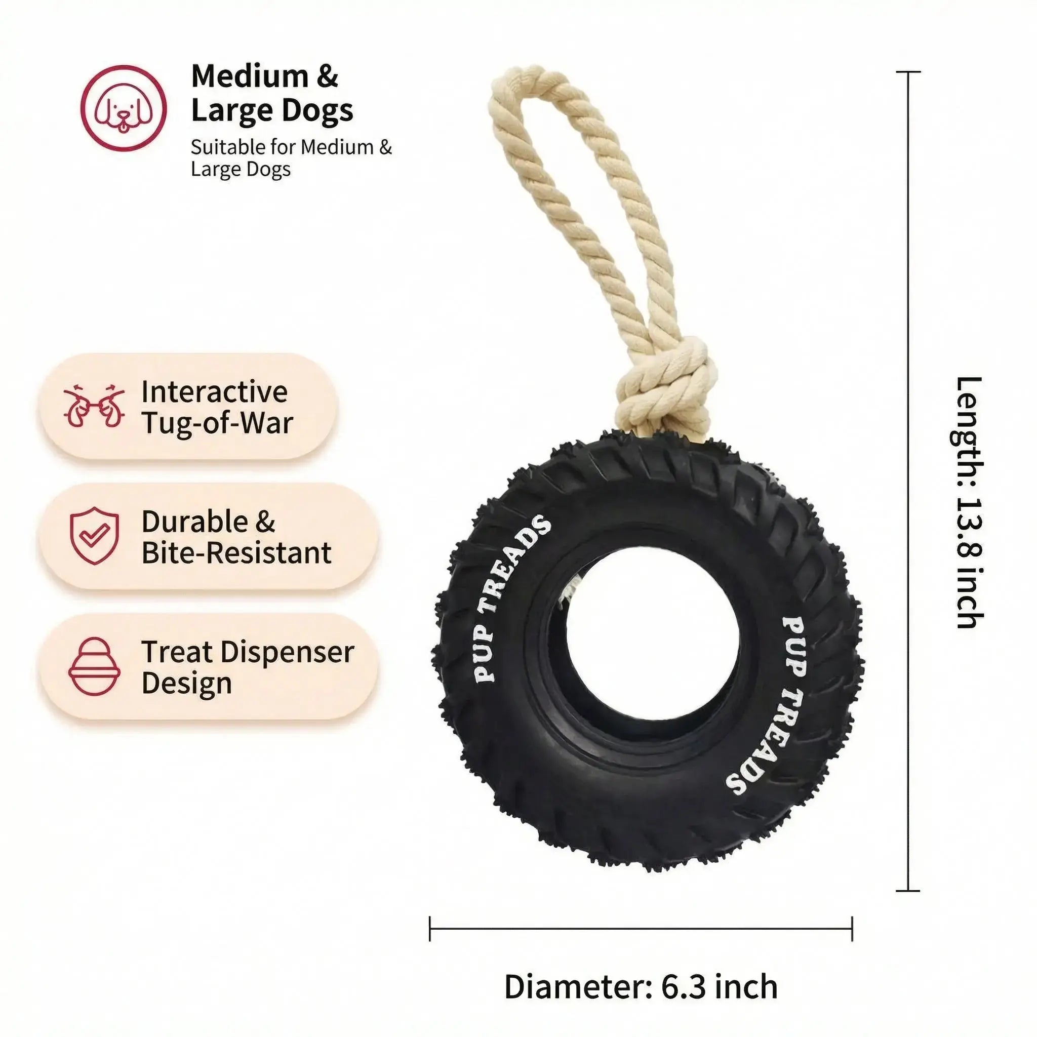 Dog Chew Tire – Tough Rubber Toy for Play & IQ Training STTM