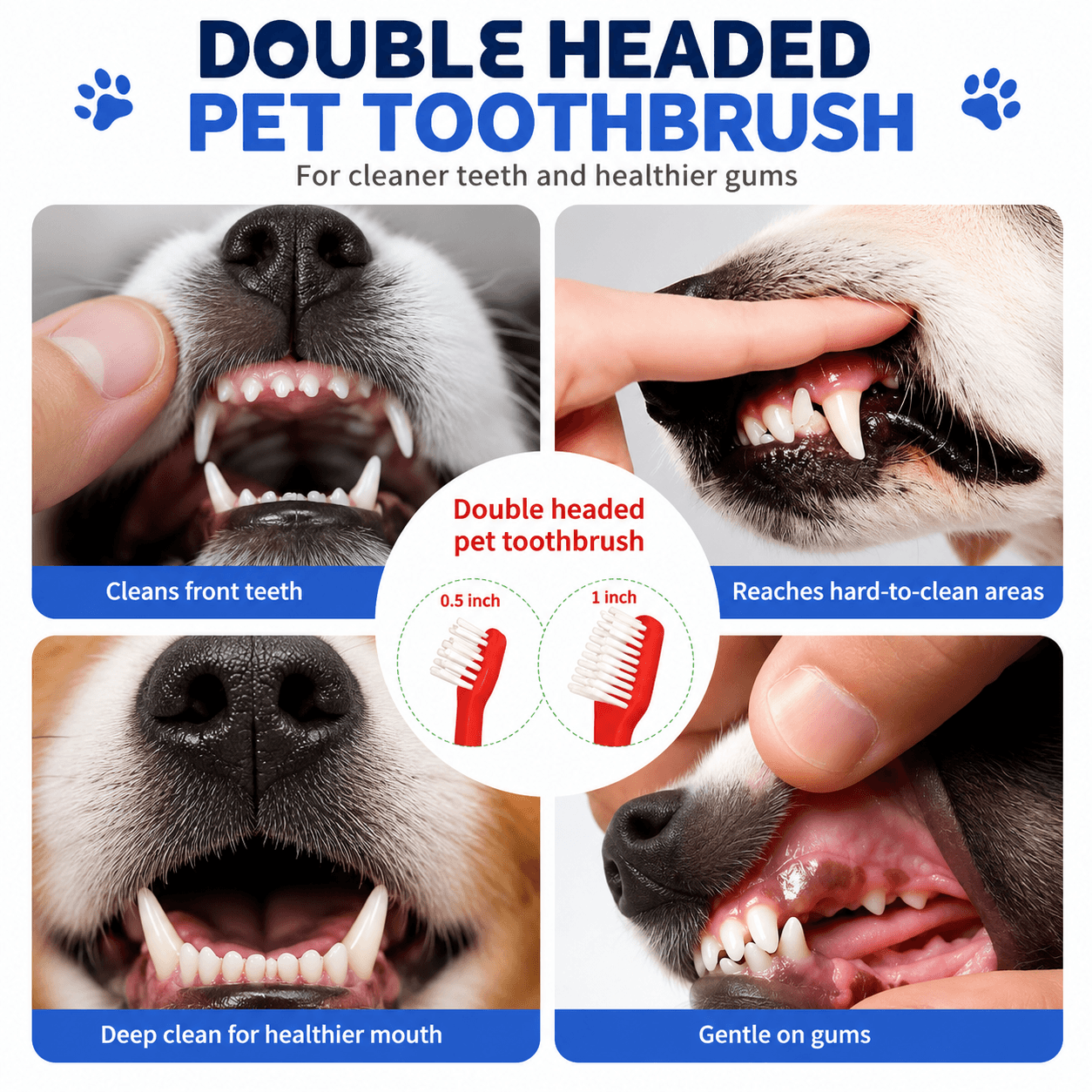 8-Pack Dual-Headed Pet Toothbrush Set for Dogs & Cats