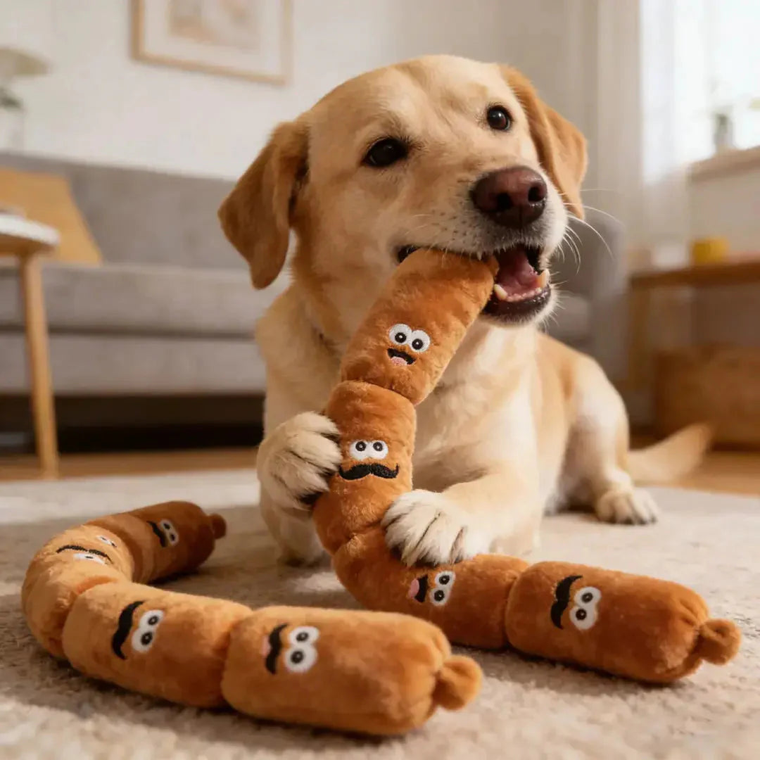 4-Link Squeaky Sausage Dog Toy
