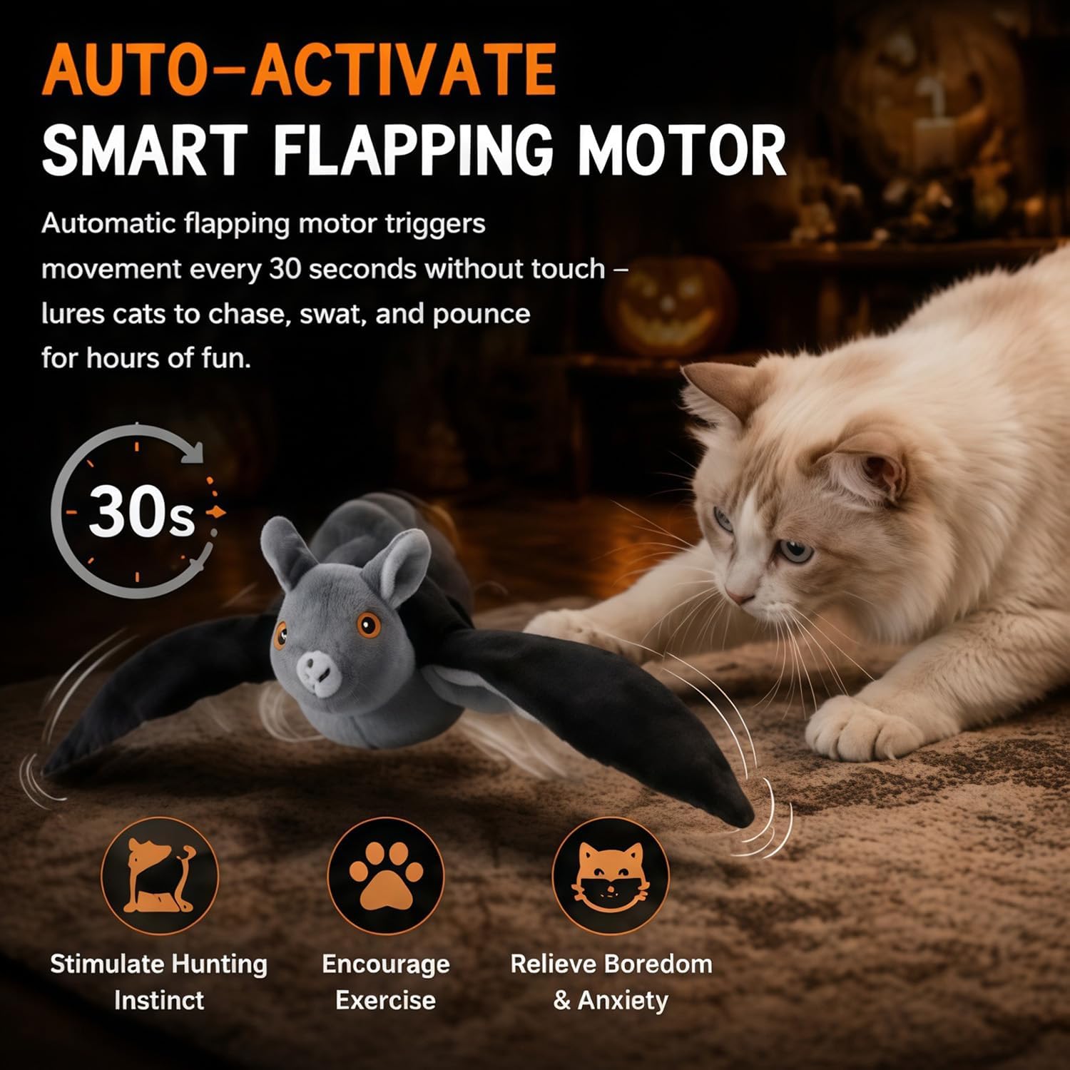 Interactive Flying Bat Cat Toy with Auto Flapping Wings Fursera