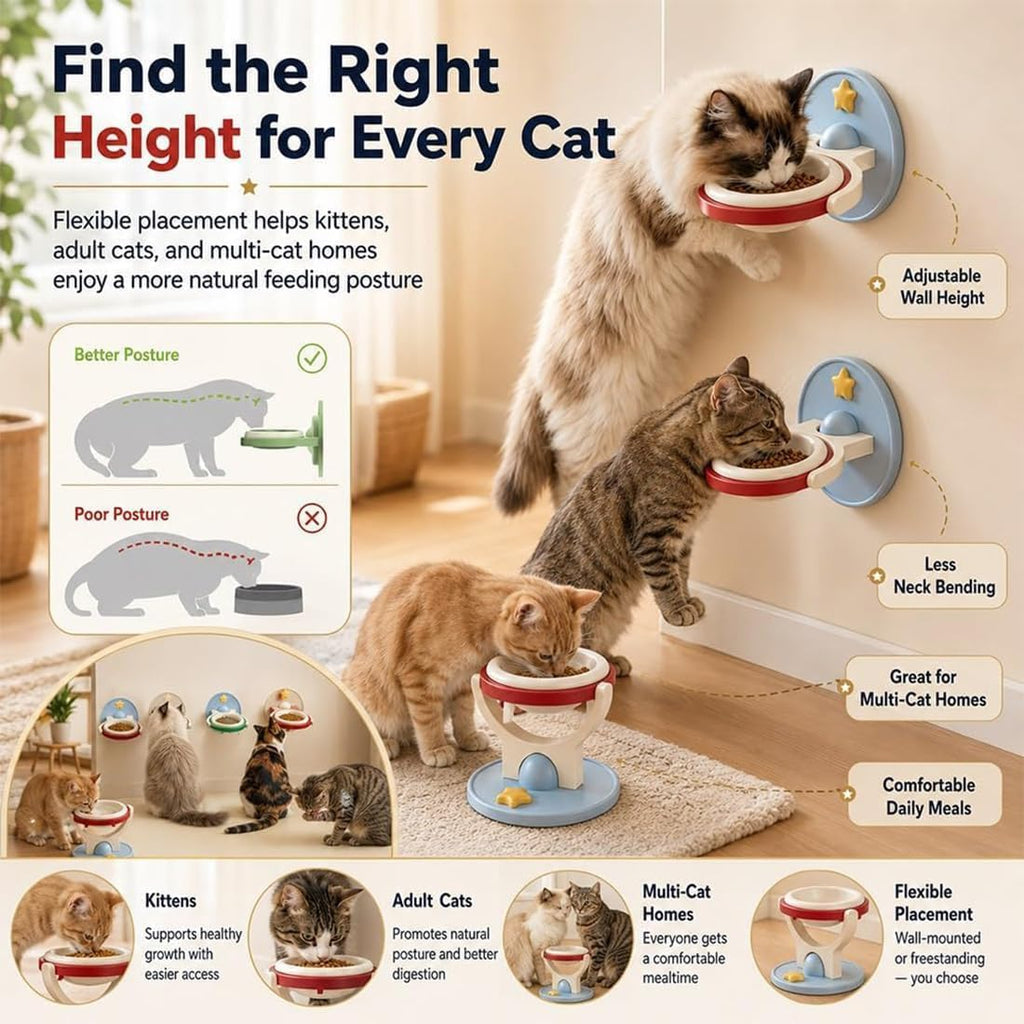 2-in-1 Wall Mounted & Elevated Cat Bowl