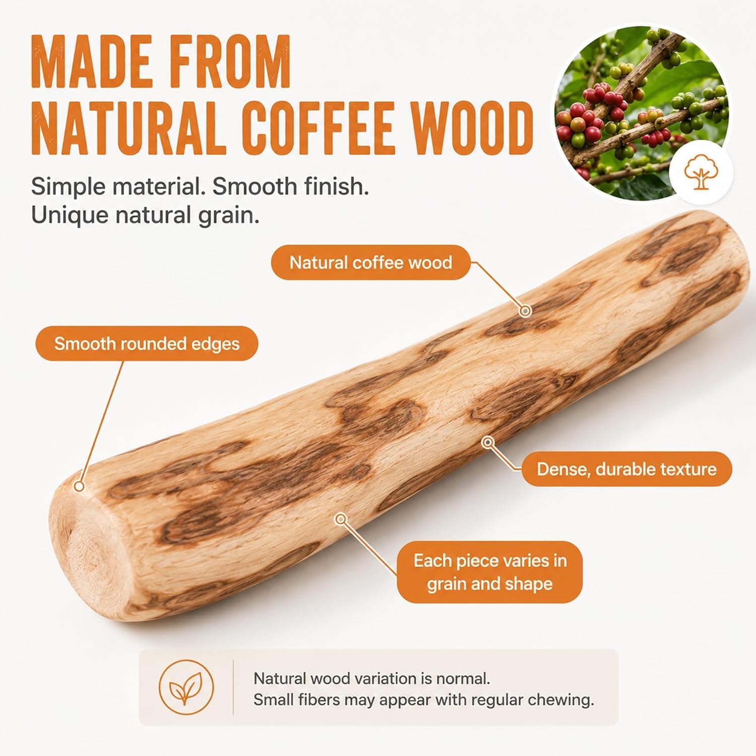 Coffee Wood Dog Chew Toy – Natural Long-Lasting Chewing Stick for Dogs