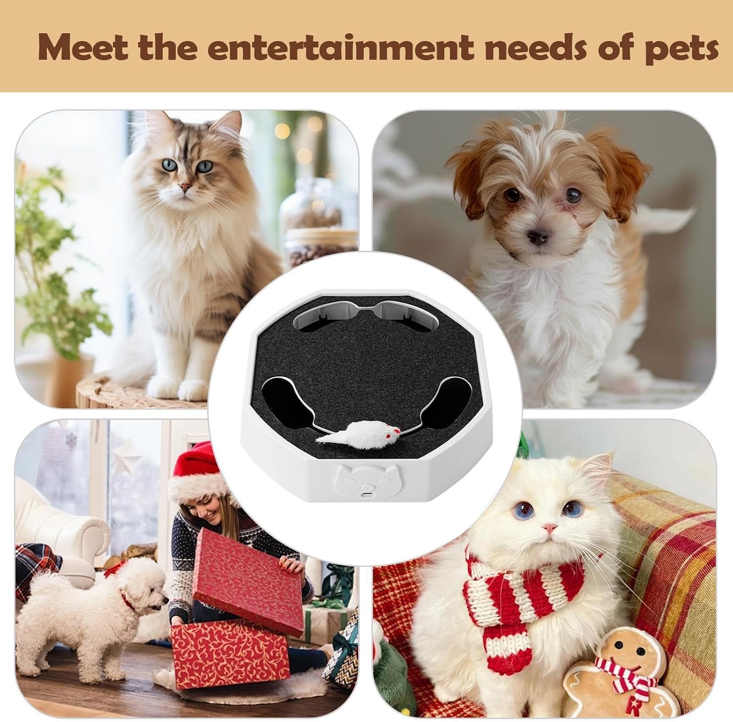 Automatic Cat Scratcher Toy with Moving Plush Mouse