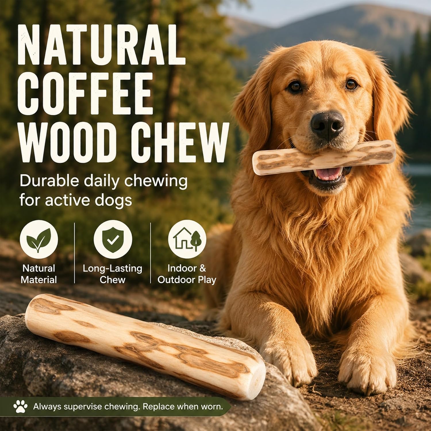 Coffee Wood Dog Chew Toy – Natural Long-Lasting Chewing Stick for Dogs