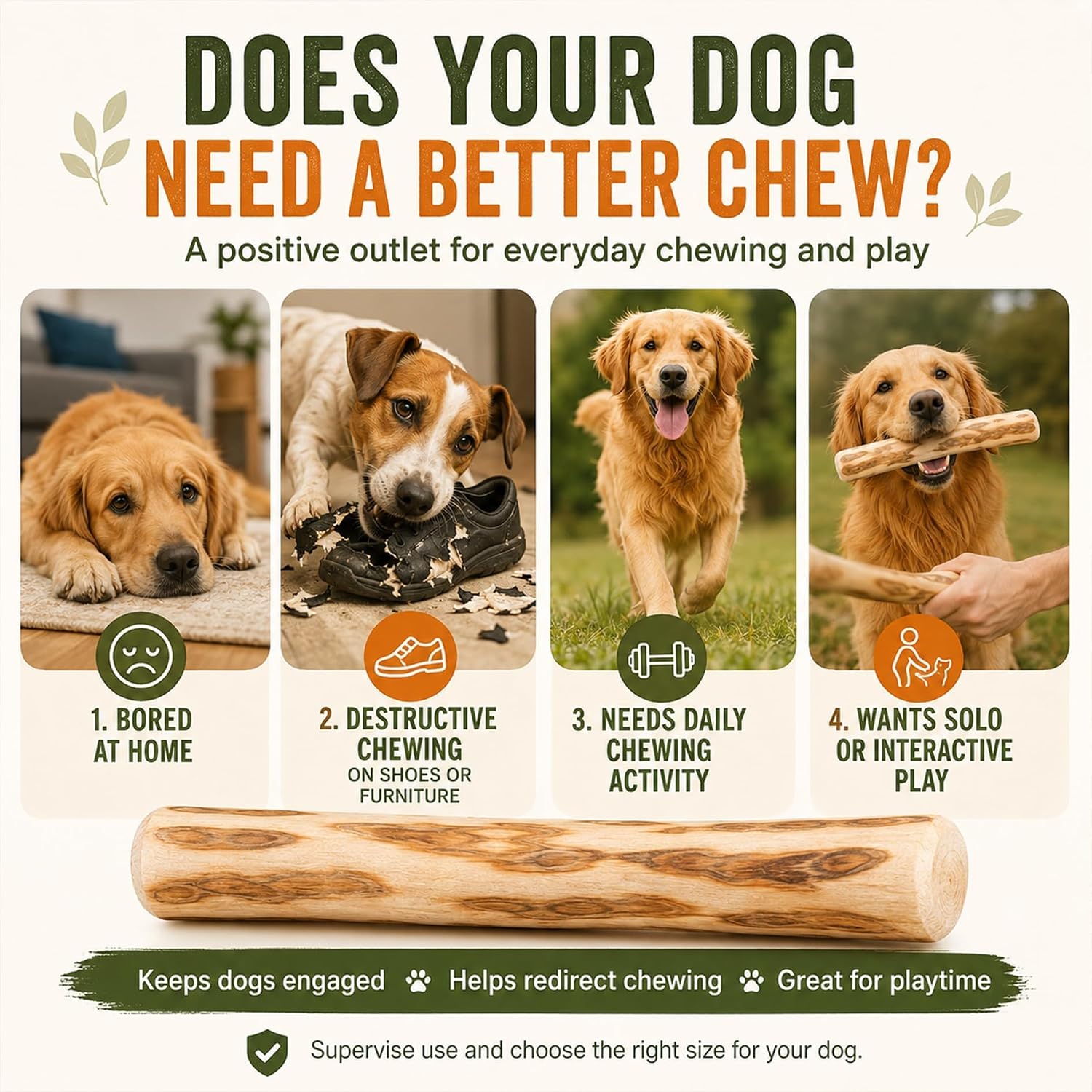 Coffee Wood Dog Chew Toy – Natural Long-Lasting Chewing Stick for Dogs