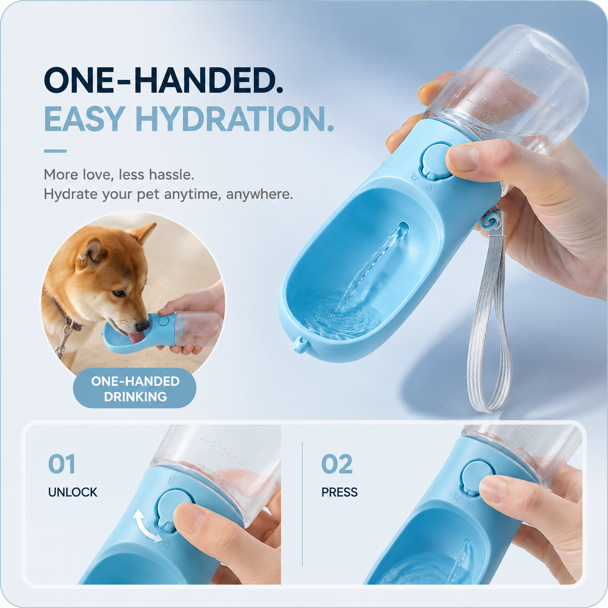 3-in-1 Portable Dog Water Bottle