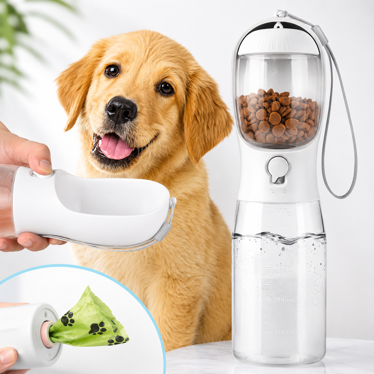 3-in-1 Portable Dog Water Bottle