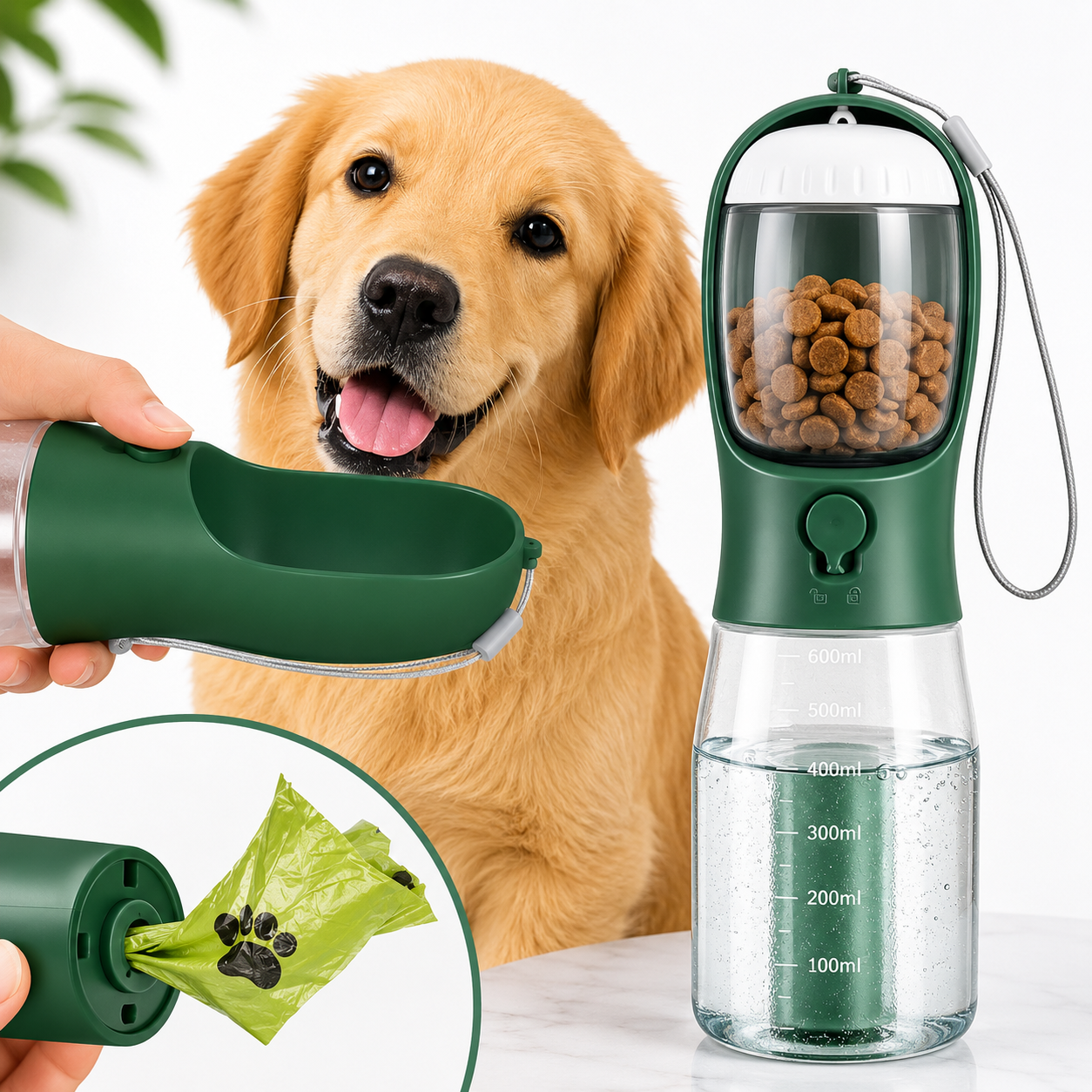 3-in-1 Portable Dog Water Bottle