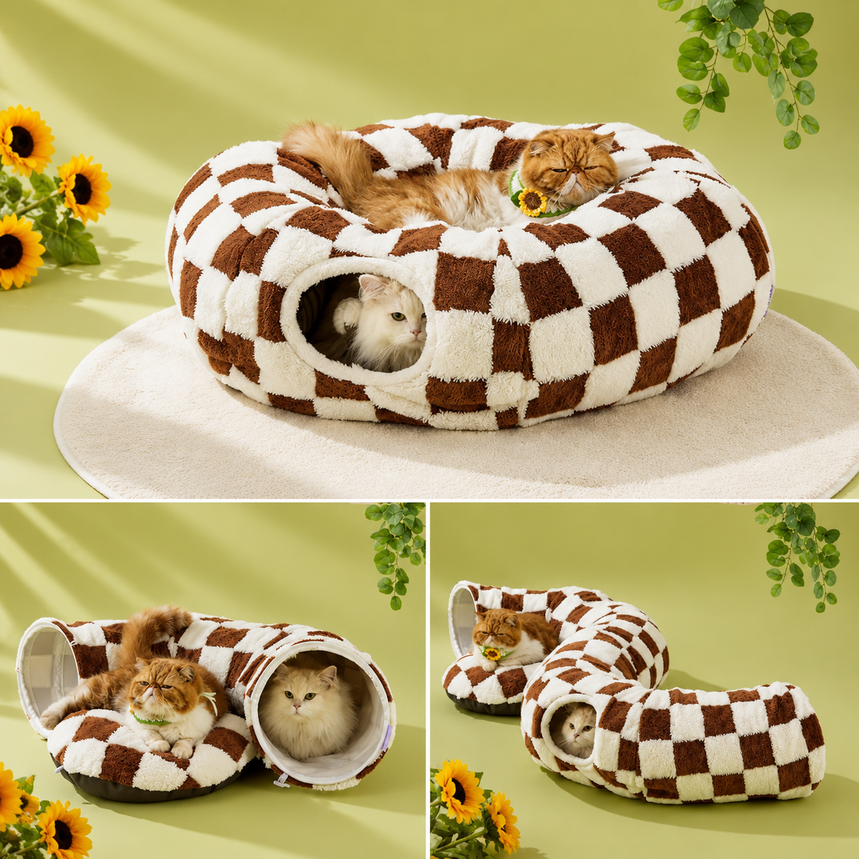 Washable Cat Tunnel Bed for Indoor Cats