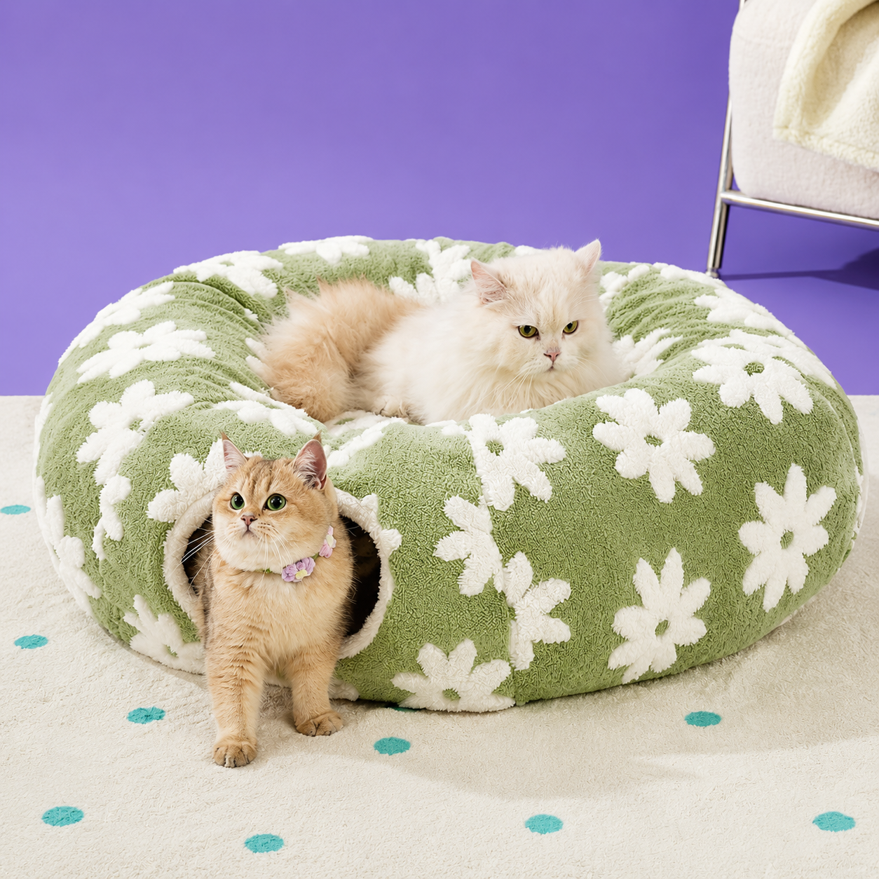 Washable Cat Tunnel Bed for Indoor Cats