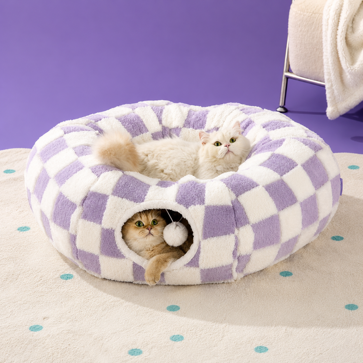 Washable Cat Tunnel Bed for Indoor Cats