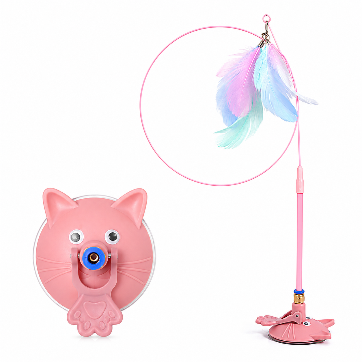 Interactive Feather Cat Wand Toy with Suction Cup
