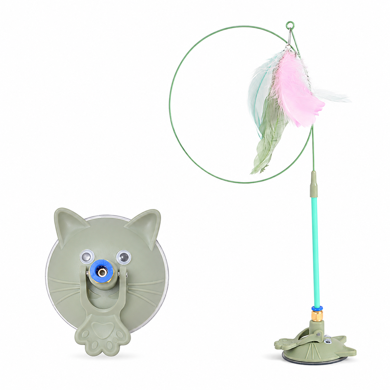 Interactive Feather Cat Wand Toy with Suction Cup