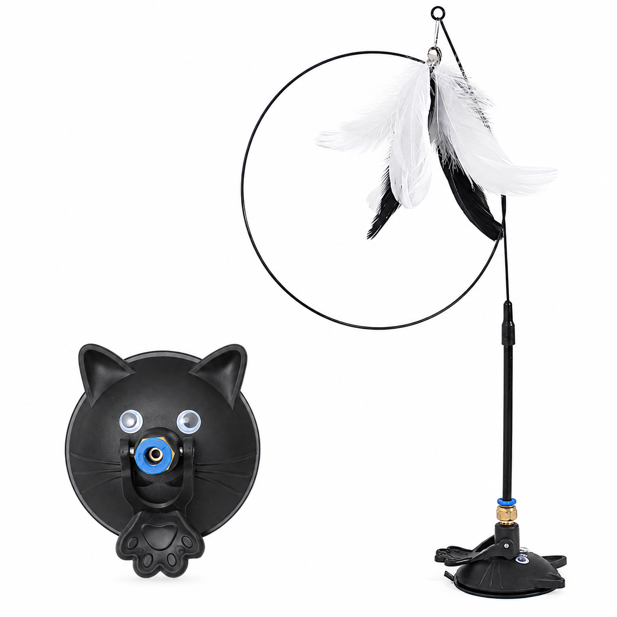 Interactive Feather Cat Wand Toy with Suction Cup