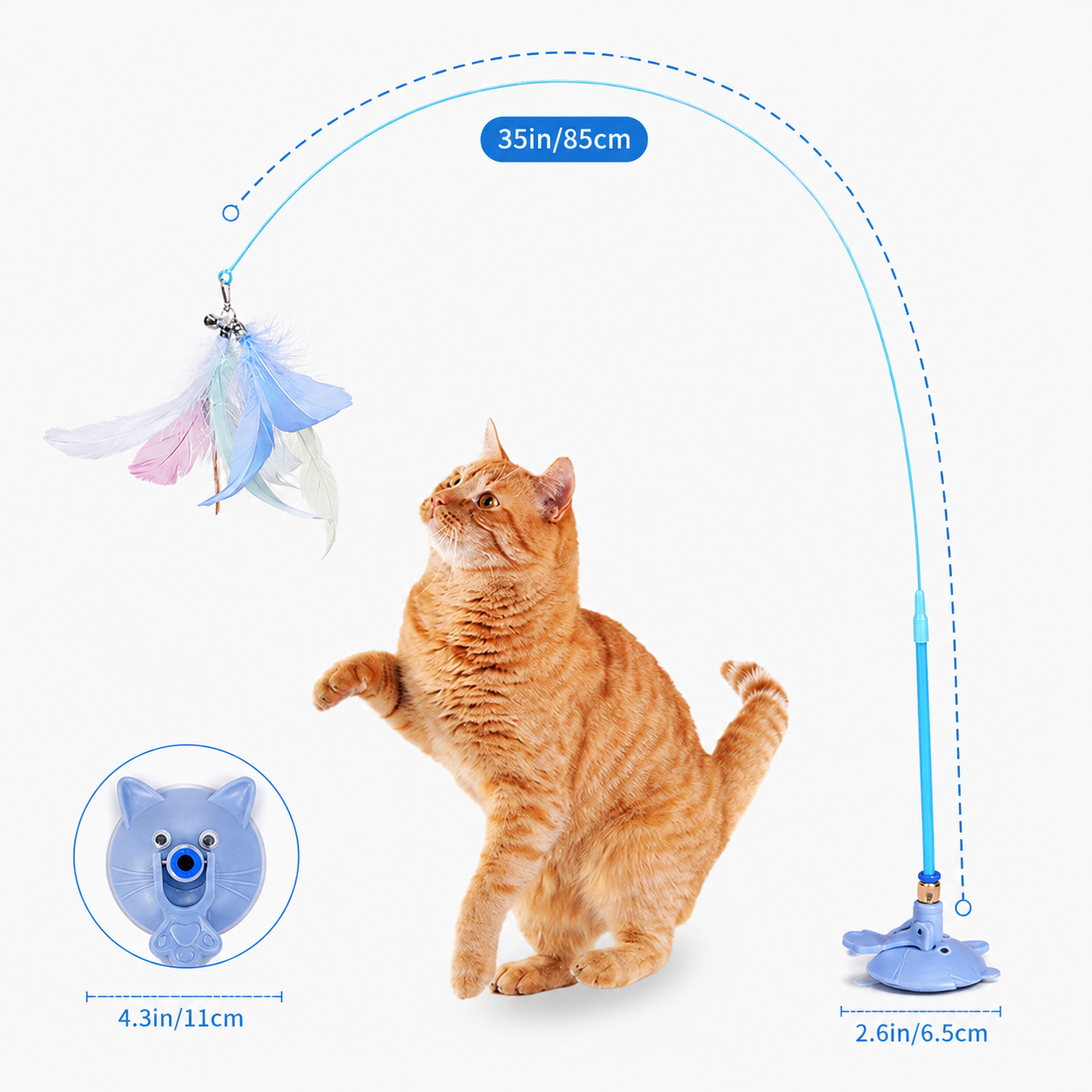 Interactive Feather Cat Wand Toy with Suction Cup