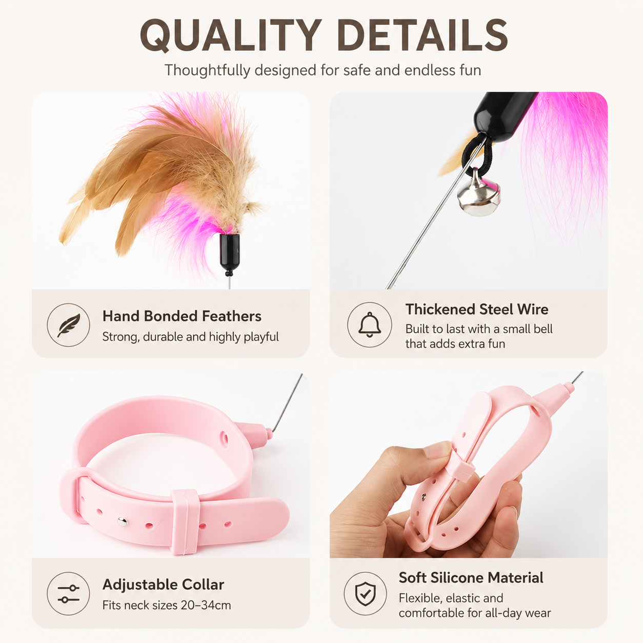 Hands-Free Collar Feather Cat Teaser