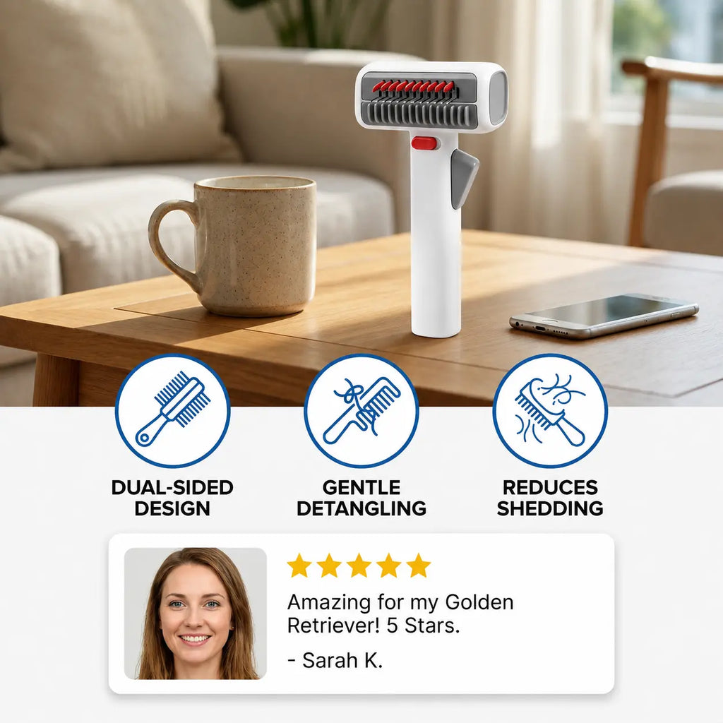 2-in-1 Pet Grooming Brush for Dogs & Cats