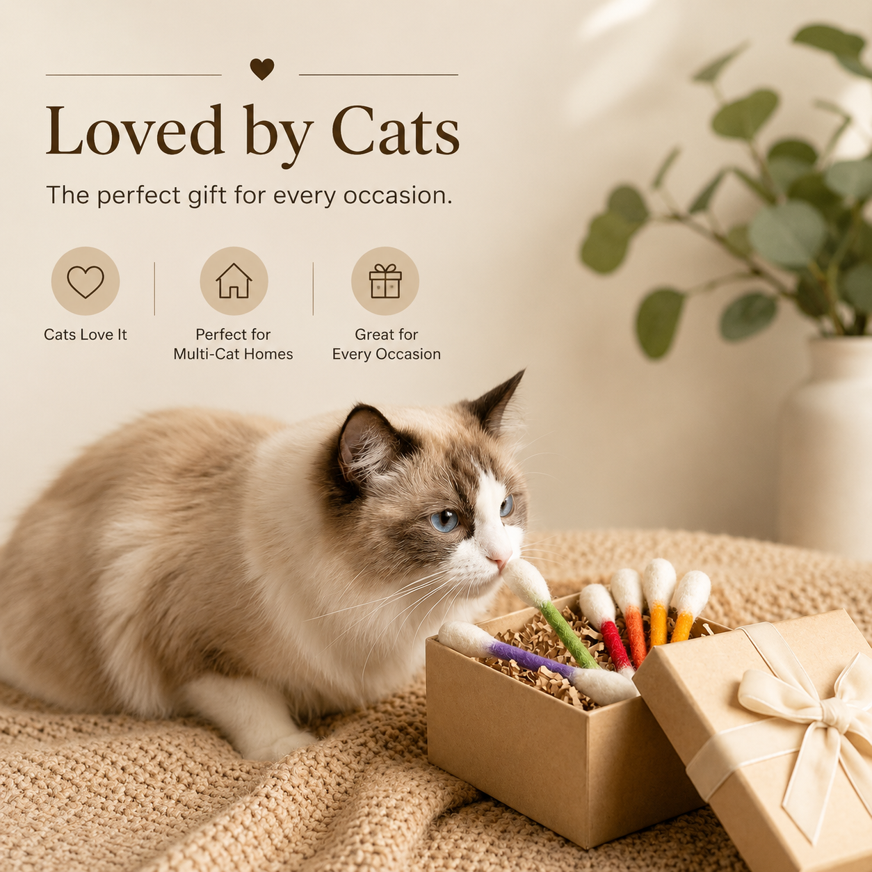 Giant Q Tip Cat Toy with Catnip (6PCS)