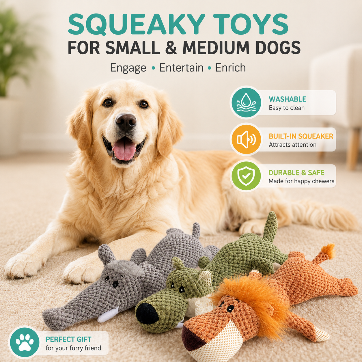 Interactive Dog Chew Toys with Squeakers