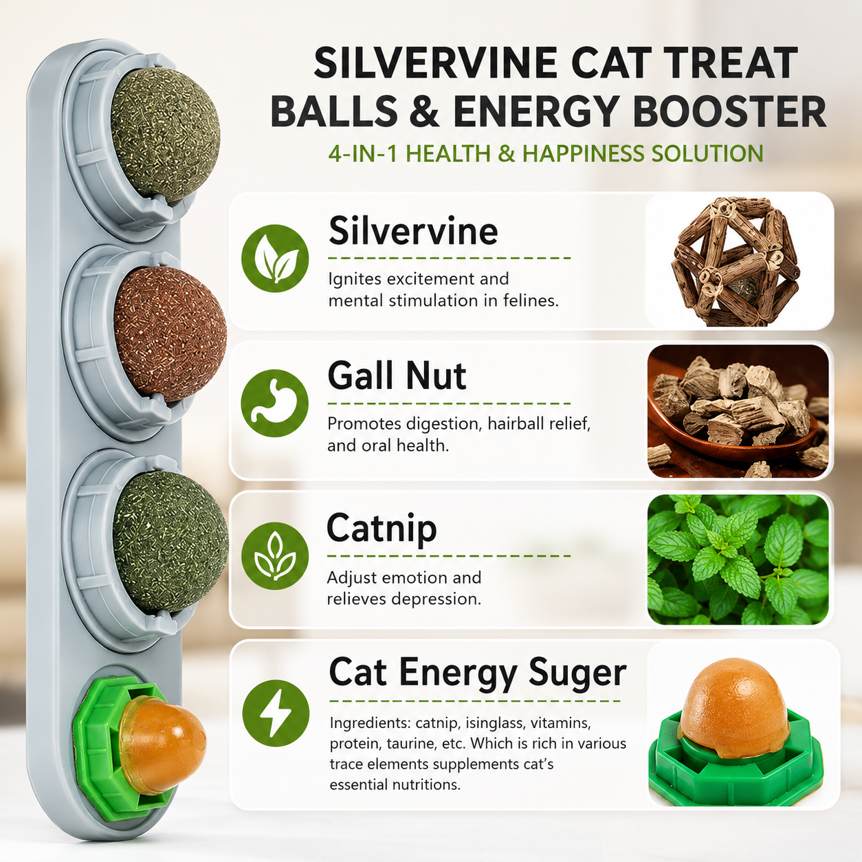 Catnip & Silvervine Cat Toy Balls – 4PCS