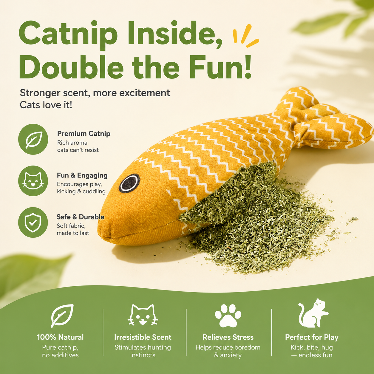 3PCS Catnip Fish Toy Set