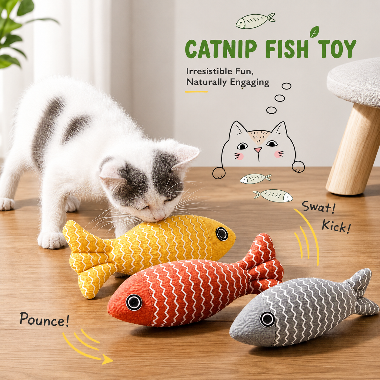 3PCS Catnip Fish Toy Set