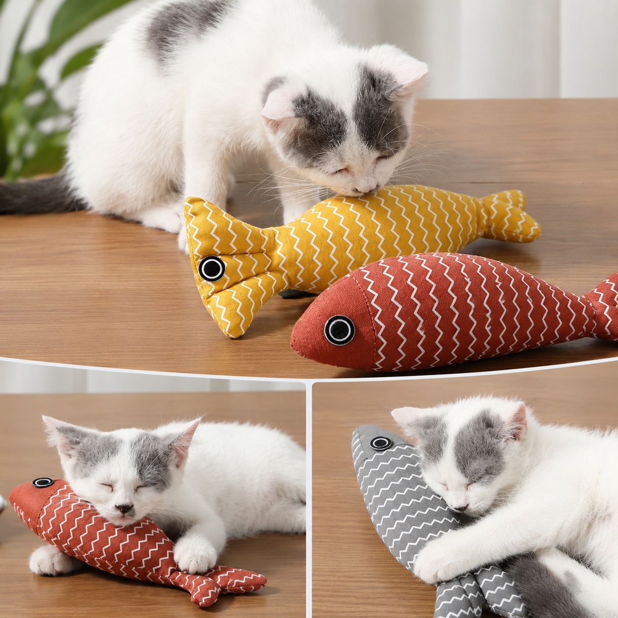 3PCS Catnip Fish Toy Set