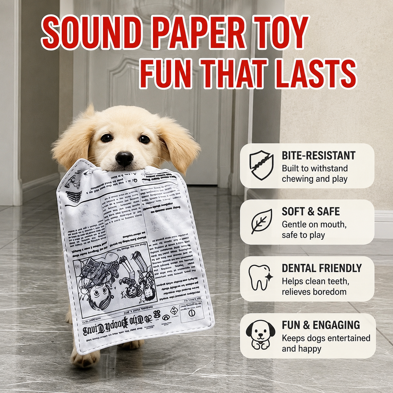 Crinkle Newspaper Dog Toy