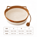Handwoven Cotton Rope Cat Basket Bed with Scratcher & Hanging Toy