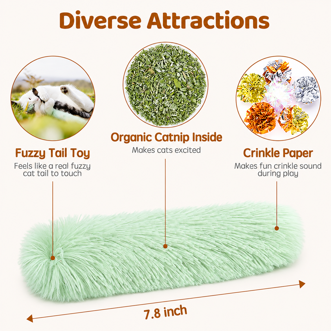 3-Pack Catnip Crinkle Cat Toy Pillows
