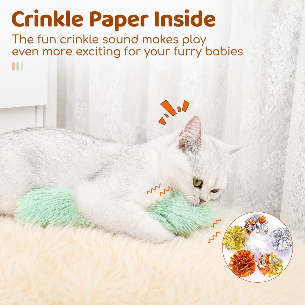 3-Pack Catnip Crinkle Cat Toy Pillows