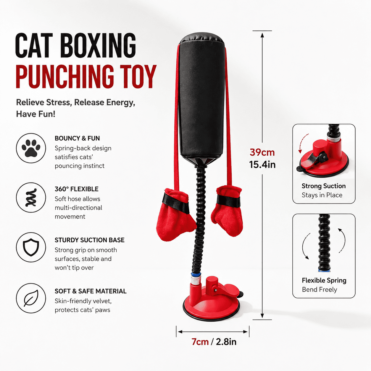 Interactive Cat Boxing Toy – Suction Cup Self-Play Punching Toy for Cats