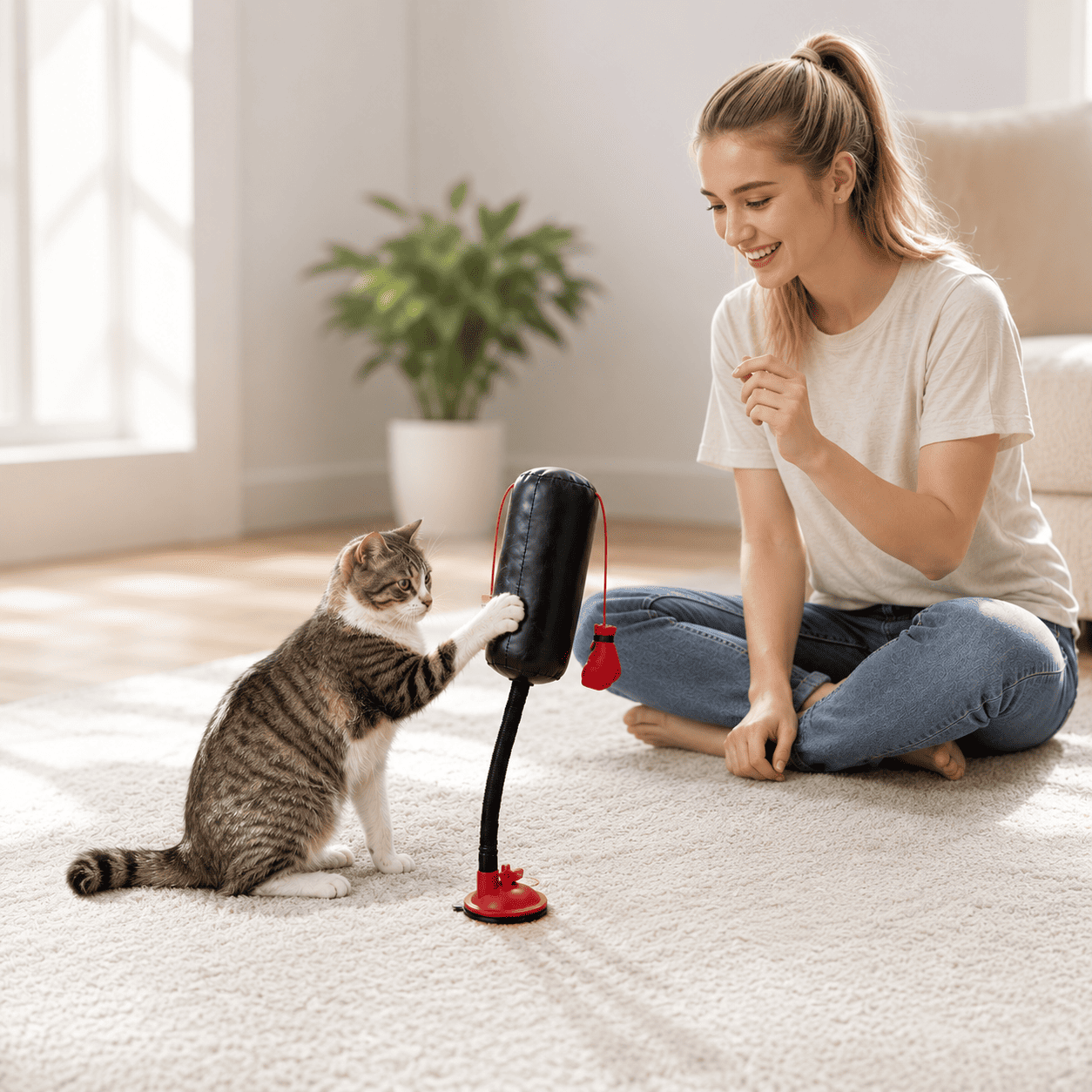 Interactive Cat Boxing Toy – Suction Cup Self-Play Punching Toy for Cats