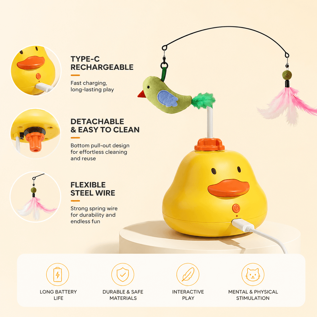 Smart Automatic Cat Teaser Toy with Motion Sensor & Bird Sound