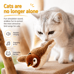 Realistic Chirping Bird Cat Toy with Flapping Wings