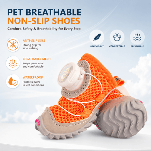 Breathable Anti-Slip Waterproof Dog Boots (4-Pack)