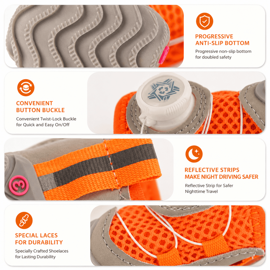 Breathable Anti-Slip Waterproof Dog Boots (4-Pack)