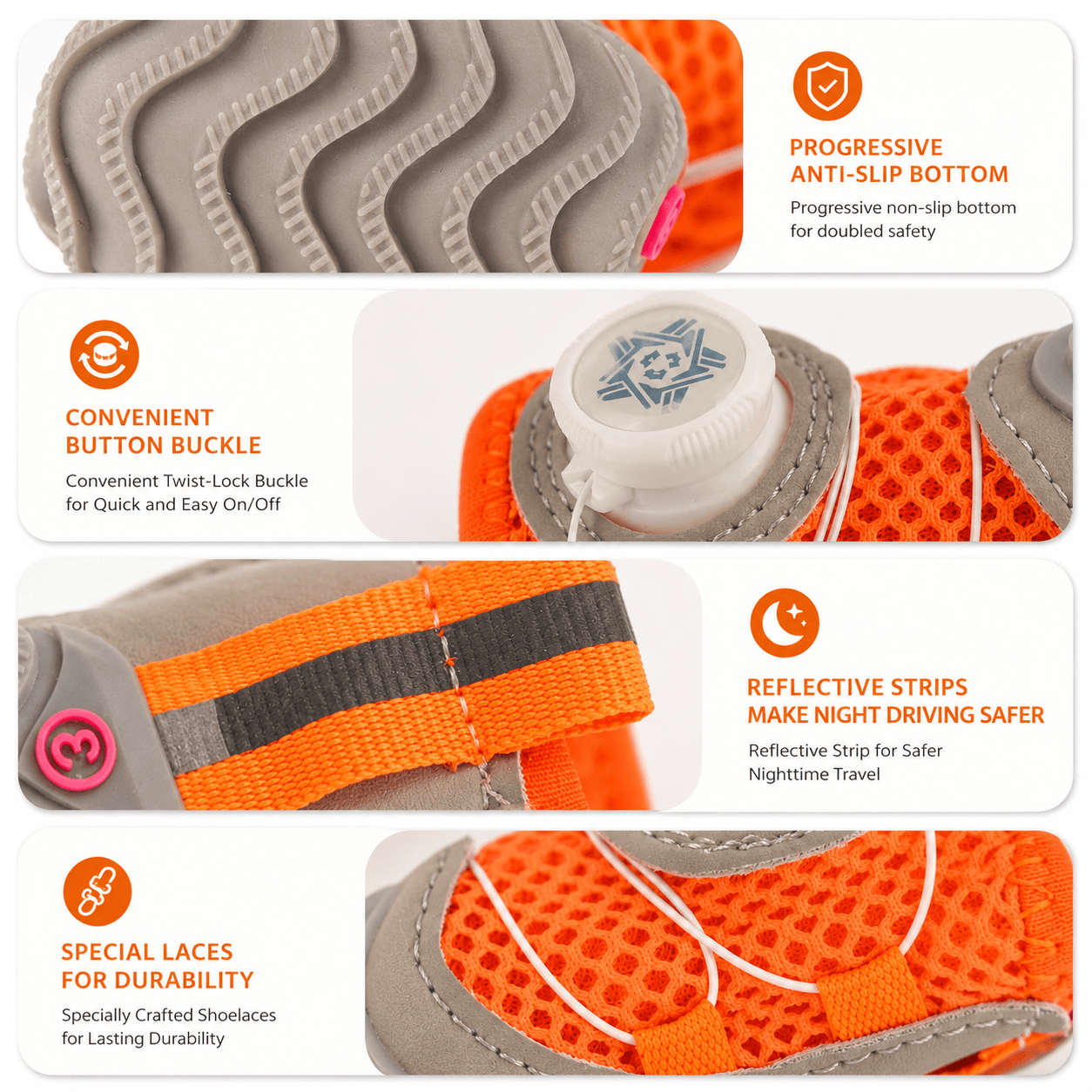 Breathable Anti-Slip Waterproof Dog Boots (4-Pack)