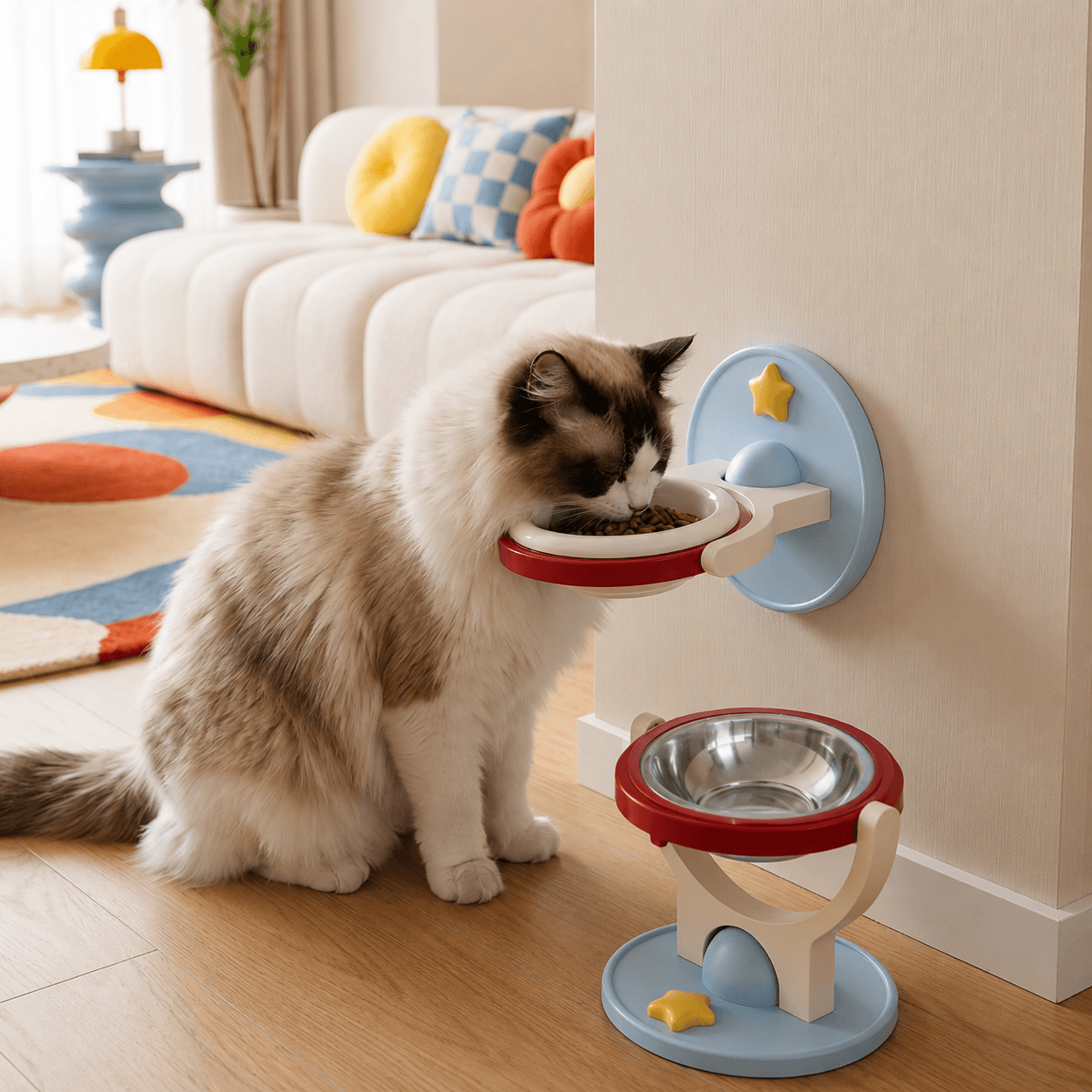 2-in-1 Wall Mounted & Elevated Cat Bowl