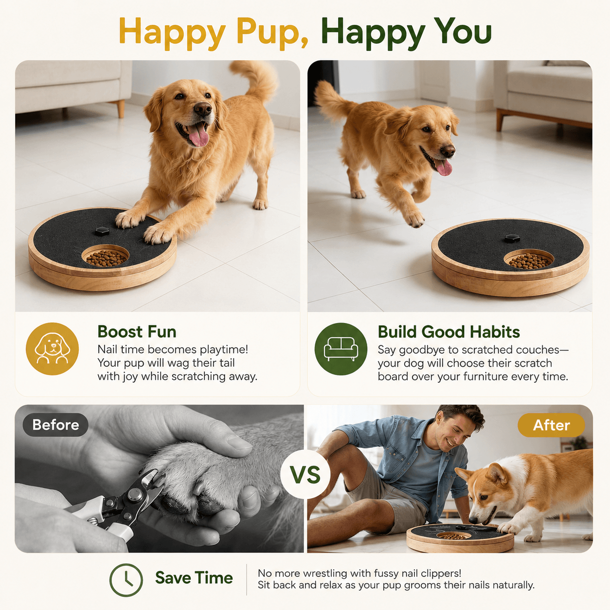 Interactive Dog Nail Scratch Board with Treat Box
