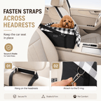 Foldable Center Console Dog Car Seat with Safety Leash & Anti-Slip Base