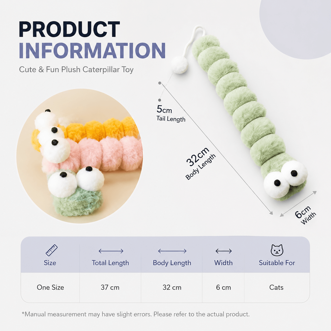 Gradient Plush Catnip Caterpillar Cat Toy