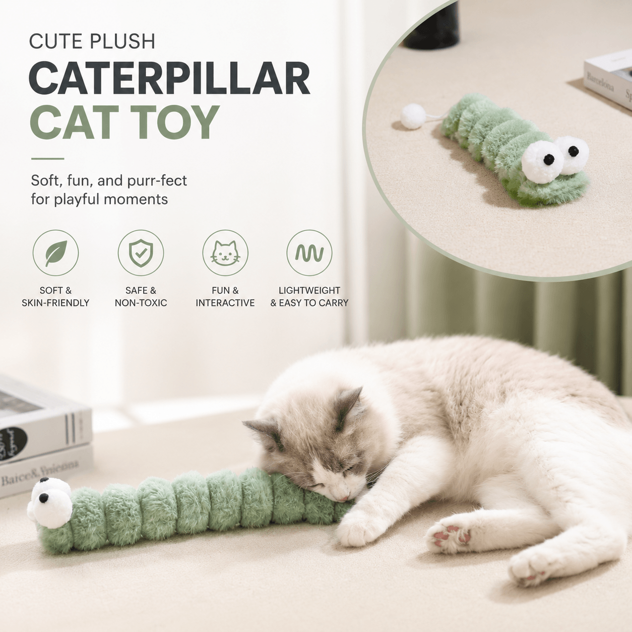 Gradient Plush Catnip Caterpillar Cat Toy