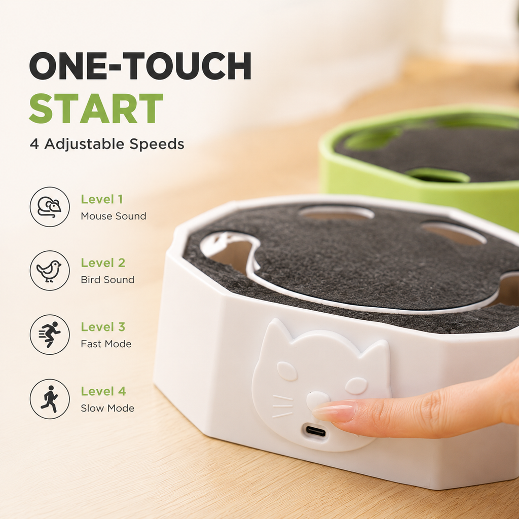 Automatic Cat Scratcher Toy with Moving Plush Mouse