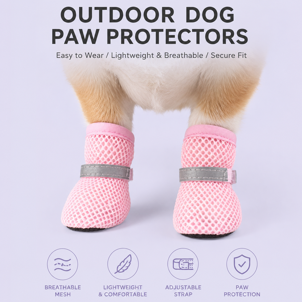 Breathable Mesh Dog Shoes – Anti-Slip Reflective Summer Paw Protection Boots