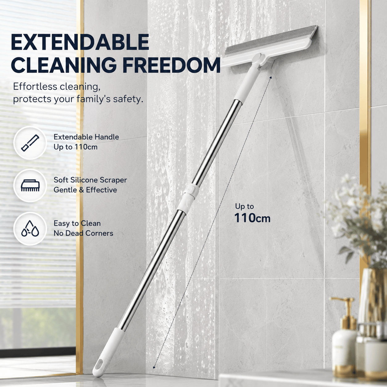 Pet Hair Remover Broom – Adjustable Carpet & Upholstery Fur Cleaner with Rotating Head