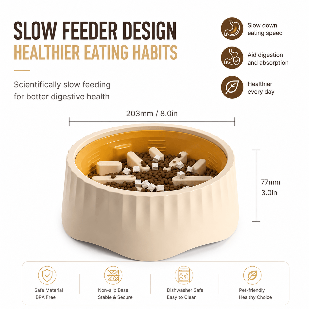 2-in-1 Rotatable Slow Feeder Bowl for Cats & Dogs