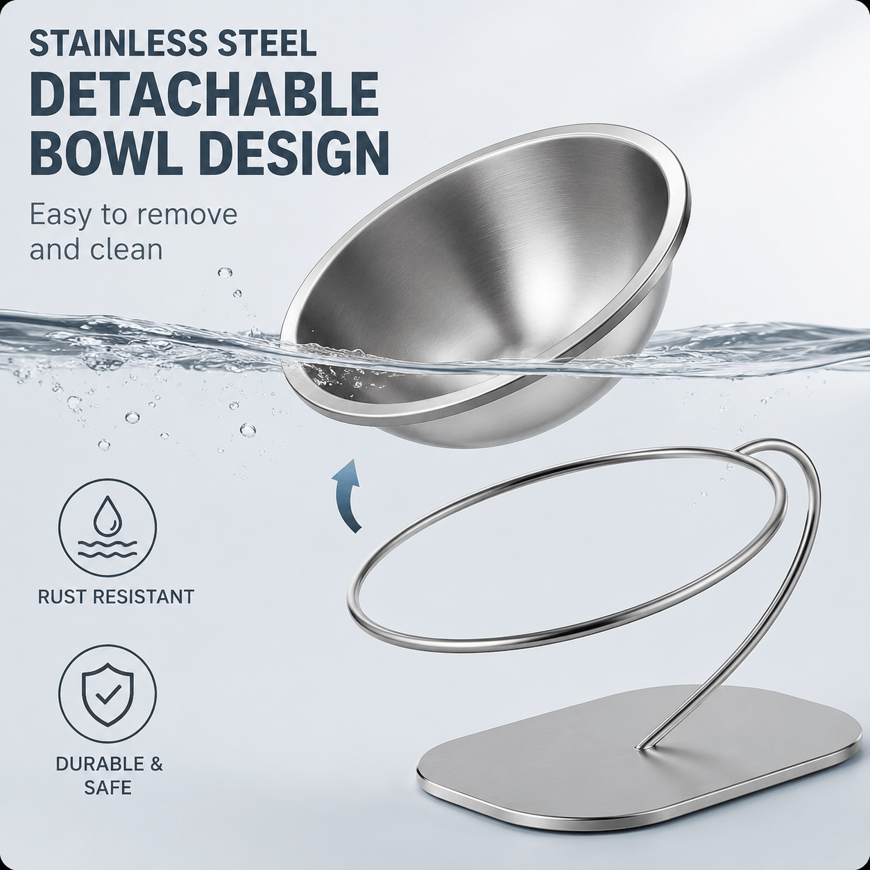 15° Elevated Stainless Steel Pet Bowl
