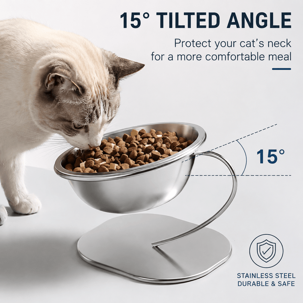 15° Elevated Stainless Steel Pet Bowl